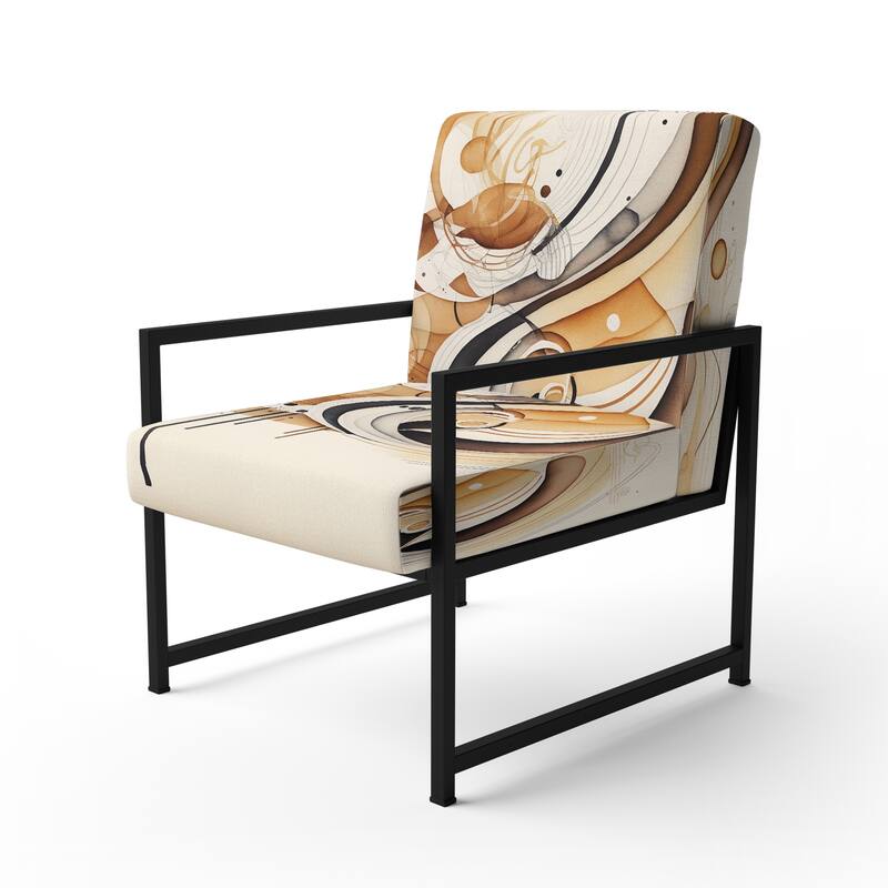 Designart "Brown And Black Movement IV" Upholstered Modern & Contemporary Accent Chair and Modern & Contemporary Arm Chair