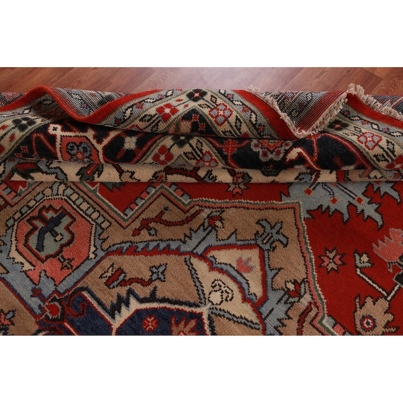 Hand Knotted Oriental 100% Wool Carpet Traditional Medallion Red Heriz (serapi) Area Rug - 15' 2'' X 11' 8''
