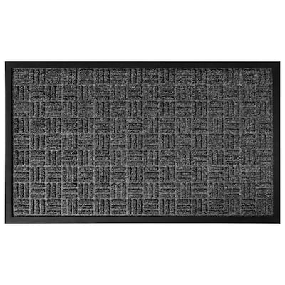 Outdoor Front Door Mat Checkerboard Yvan Polypropylene Rubber Rug Grey