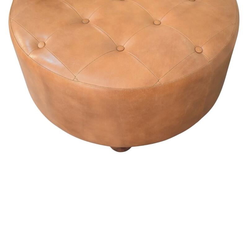 Artisan Furniture Brown Buffalo hide leather Round Ottoman