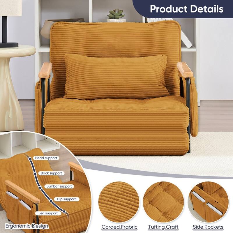 Mixoy Muti-Functional Folding Floor Sofa Bed,3-Seater,2-Seater,1-Seater Lazy Futon Sofa with 6 Position Adjustable Backrest