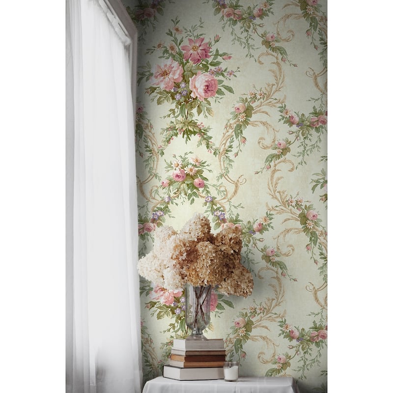 Seabrook Designs Alice Floral Damask Unpasted Wallpaper