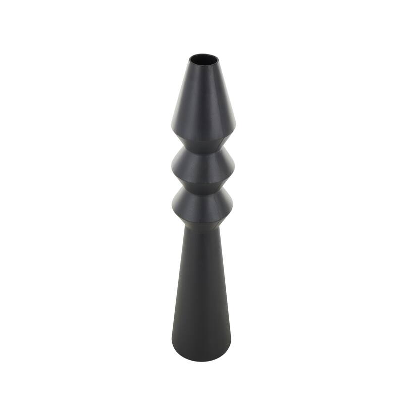 Black Metal Art Deco Fluted Decorative Vase