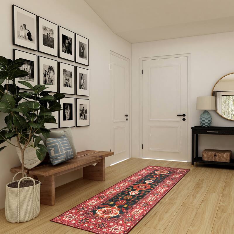 My Magic Carpet Machine Washable Rug Ramage Indigo - 2.5' X 7'