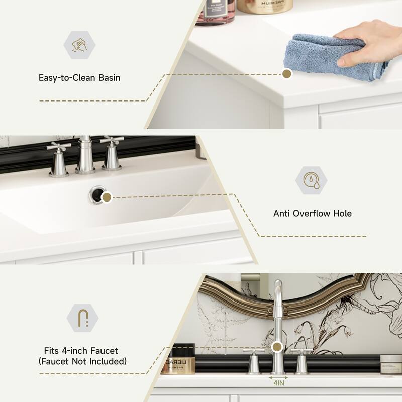 Bathroom Vanity with Sink, Freestanding Bathroom Cabinet, Storage Cabinet with 2 Drawers & Soft-Closing Door & Ajustable Shelf