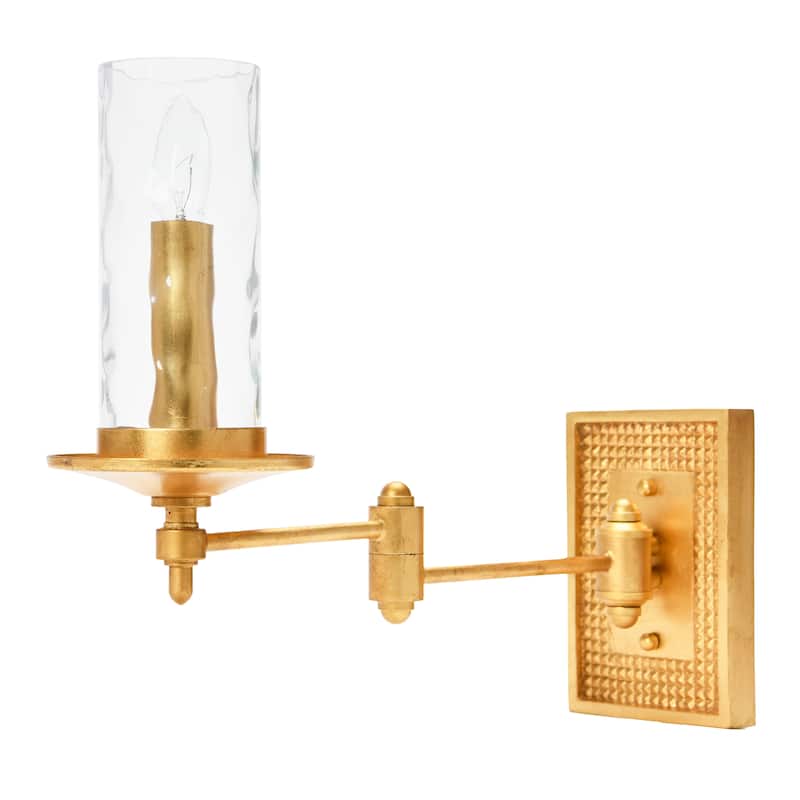 Metal and Glass Wall Sconce - 4.9"L x 17.8"W x 13.6"H