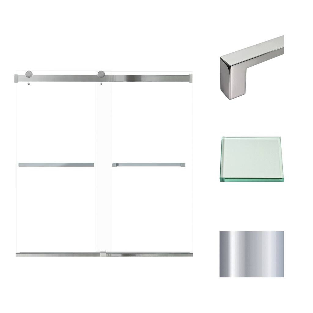 Brianna 60 in. W x 62 in. H By-Pass Frameless Shower Door with Clear Glass - 56-60-in W x 62-in H