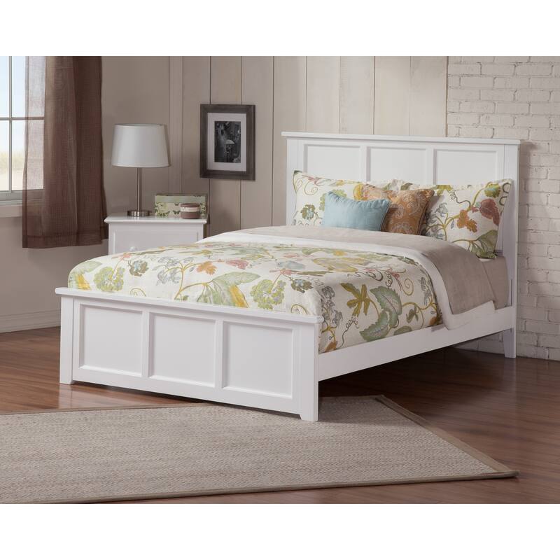 Madison Queen Foundation Bed Frame with Matching Footboard in White - White - Queen