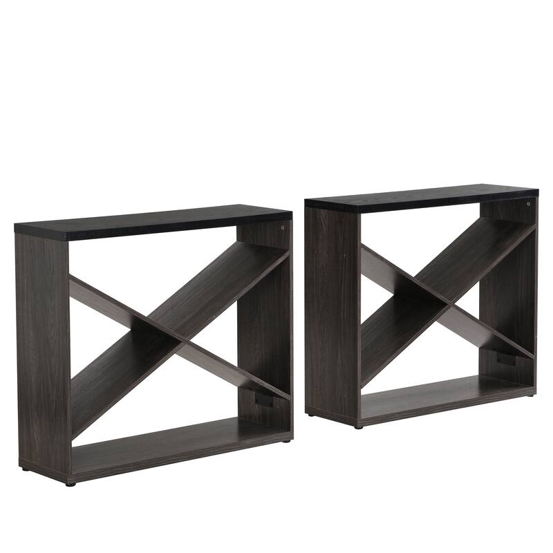 70.87" Entryway Sofa Table, X Shaped Detachable Console Table with Storage, 2 PC Free Combination Living Room Side Table
