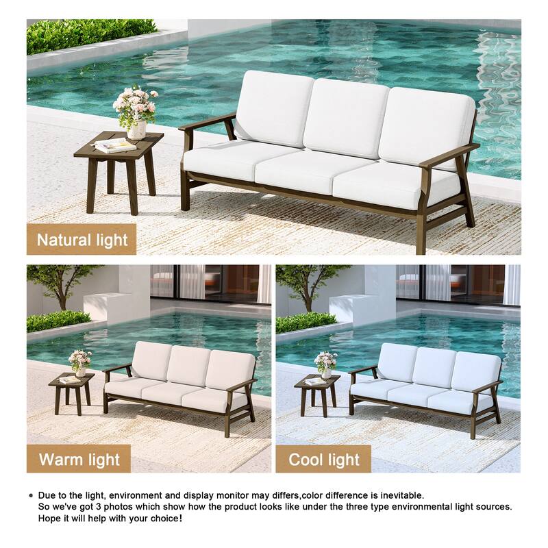 2-Piece Teak Outdoor Sofa Set with Table