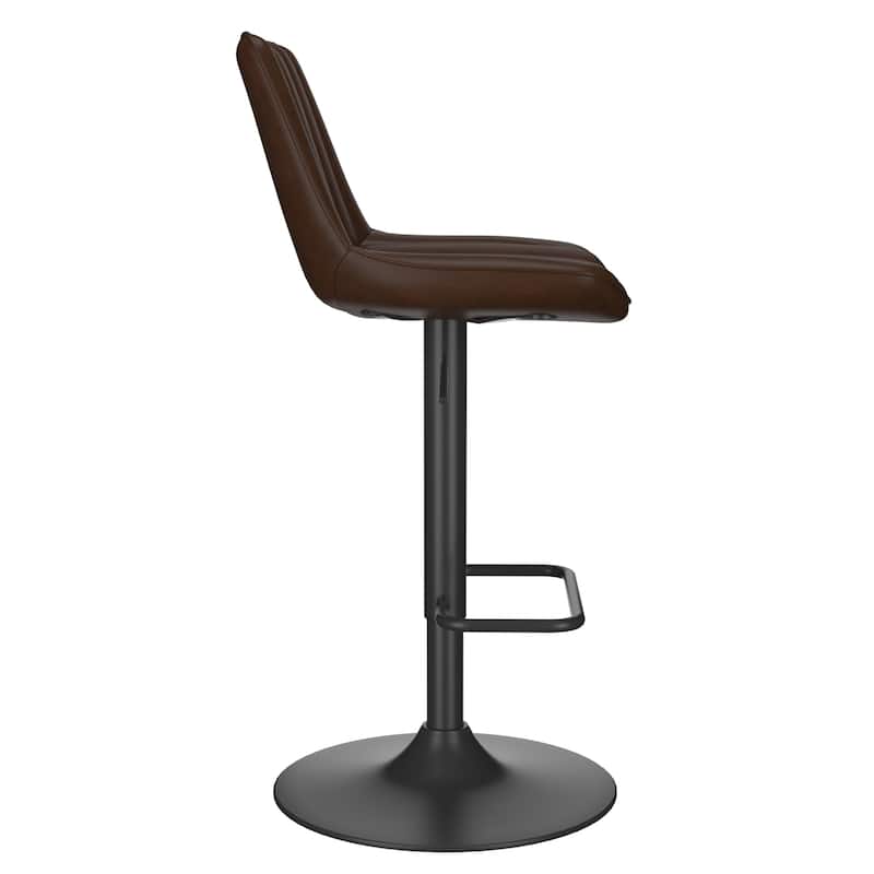 Contemporary Faux Leather & Metal Adjustable Air-Lift Stool, Set of 4