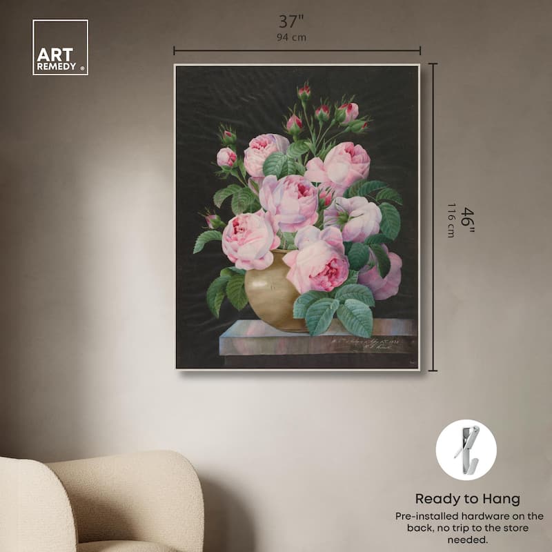 Pink Roses in a Vase Canvas by Art Remedy