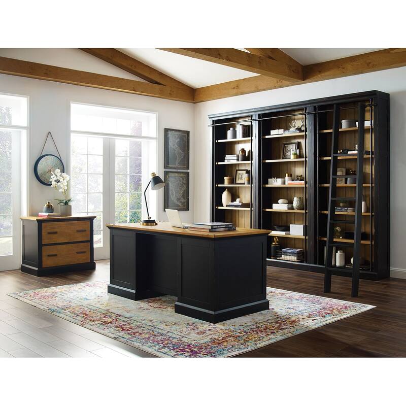 Toulouse Wood Lateral File With Legal/Letter File Drawer, Office Storage, Black