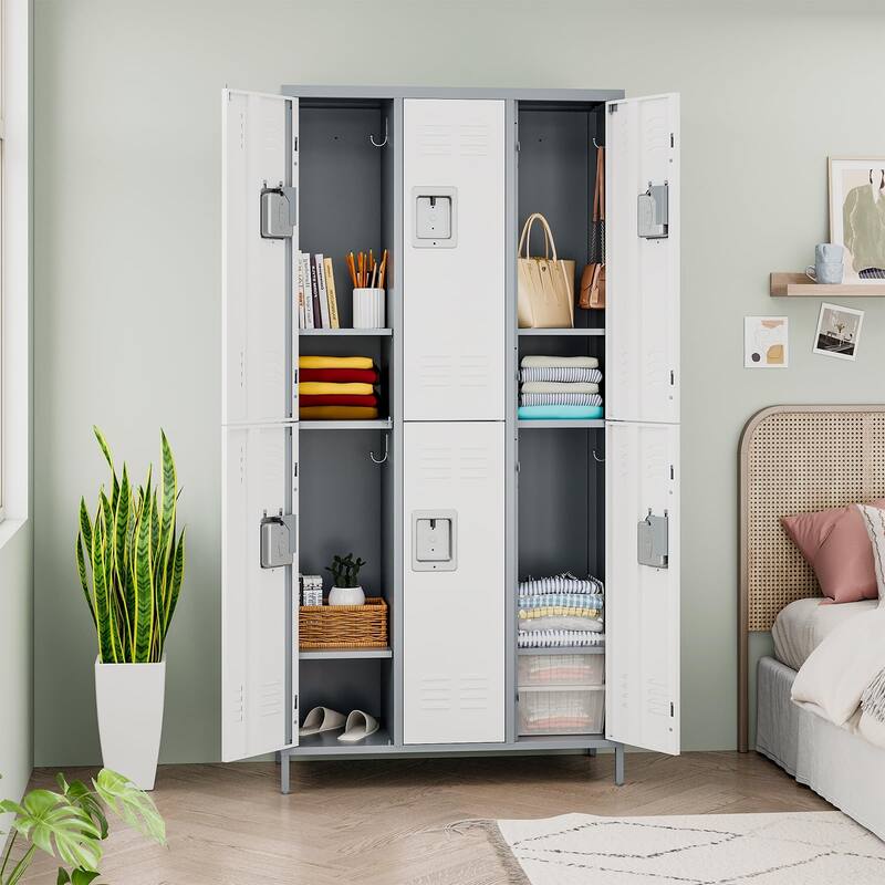 2 Tier Metal Lockers with 6 Doors for Employee School Gym