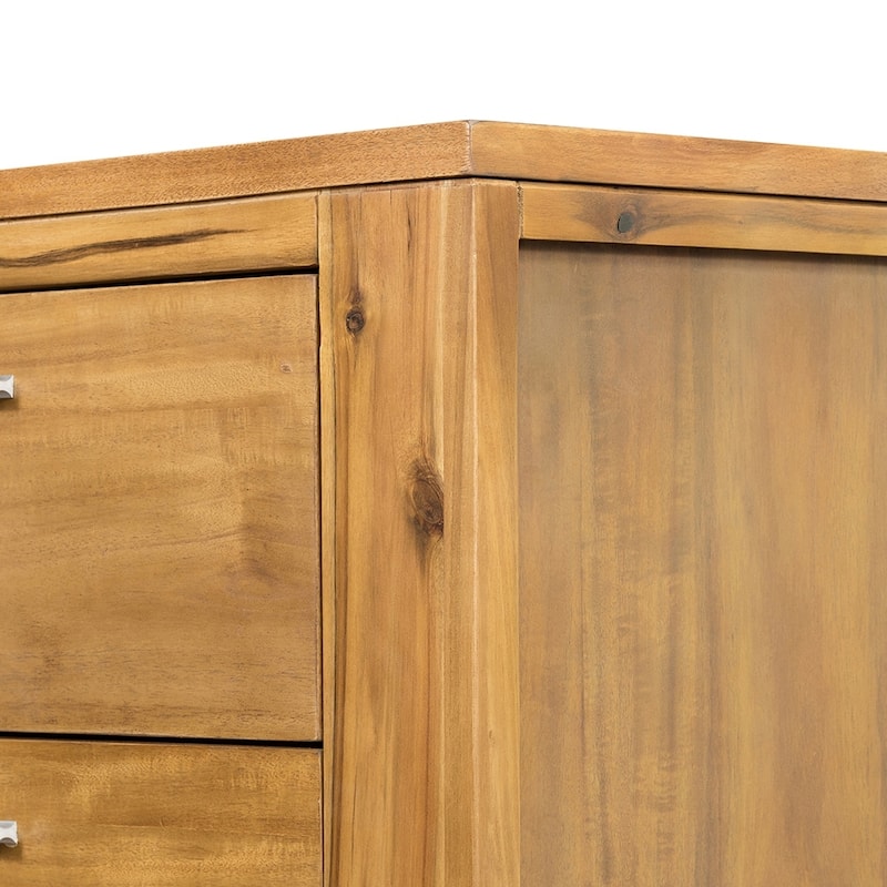 6-Drawer Solid Wood Double Dresser with Metal Handle for Bedroom, Living Room