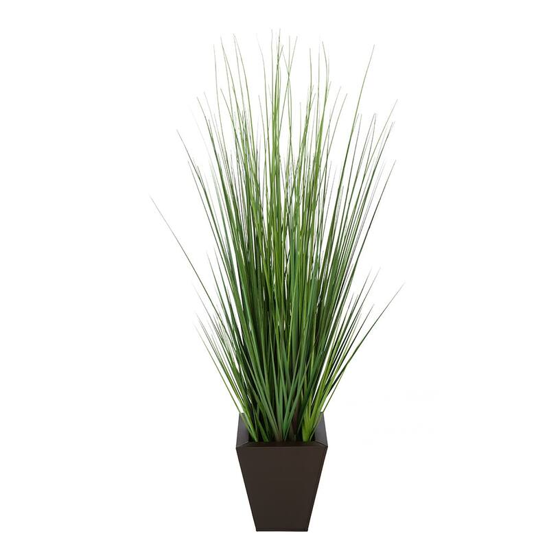 Faux PVC Grass in Square Zinc Planter