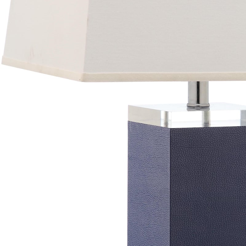 SAFAVIEH Lighting Buffy 27 Inch Navy Deco Leather Table Lamp (Set of 2)