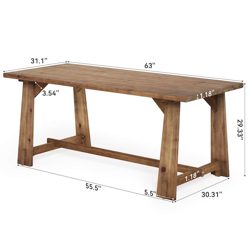 Farmhouse Solid Wood Office Desk, 63" Executive Computer Desk