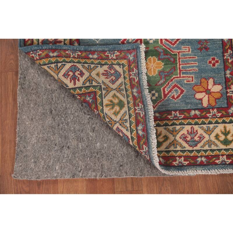 Light Blue Kazak Oriental Foyer Rug Hand-Knotted Wool Carpet - 2'10" x 4'1"