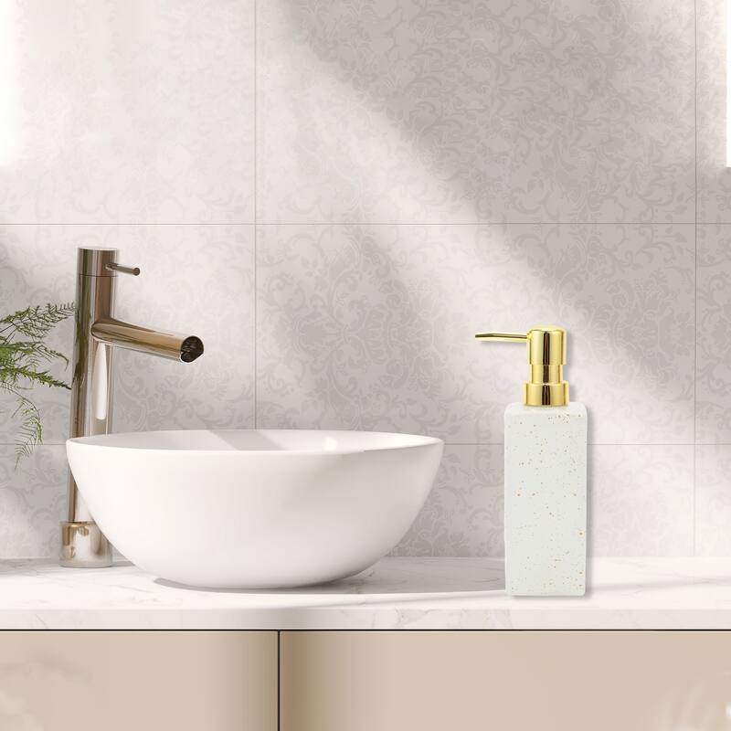 Square Simple Soap Pump Dispenser for Laundry Rooms 350ml 1 Pcs - White Gold Tone