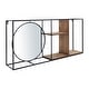 preview thumbnail 1 of 7, 34" Wall Shelf with Mirror Contemporary Farmhouse Rustic Mounted Metal Shelf in Black/Brown with Mirror for Bathroom, 34" x 6" x 16" - Brown/black