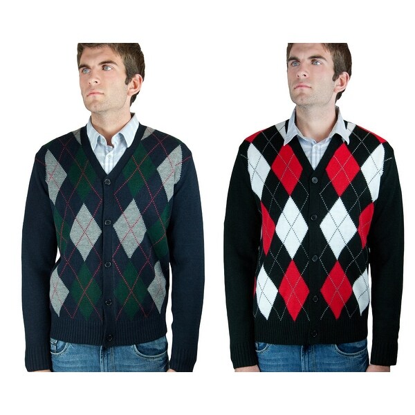 argyle cardigan sweater