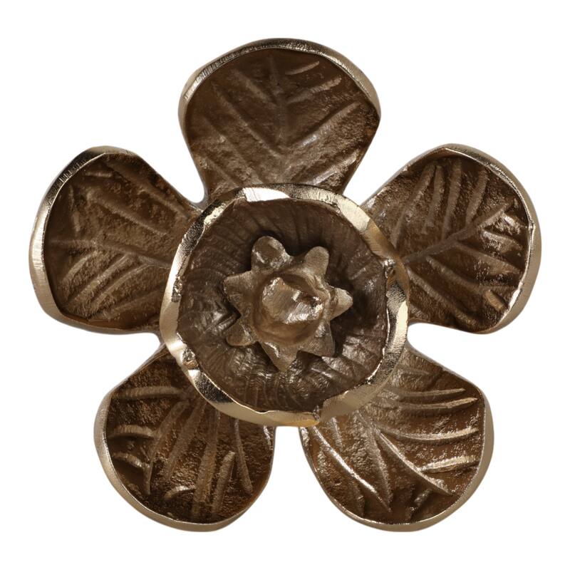 Metal Sculpture Flower Statue with Orb Base Decorative Style - 5" Gold - 5.5" x 5.5" x 5"