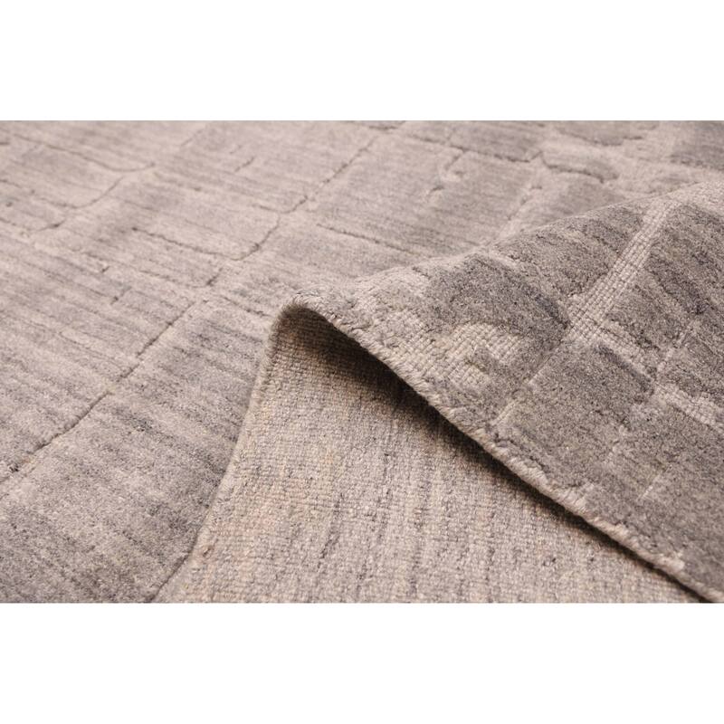ECARPETGALLERY Hand Loomed Elysian Grey Wool Rug - 6'5 x 9'11