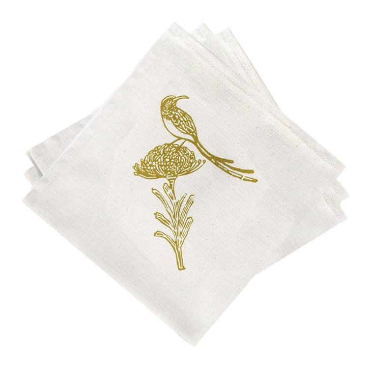 French Home Set of 4 Sugarbird Napkins - Chartreuse