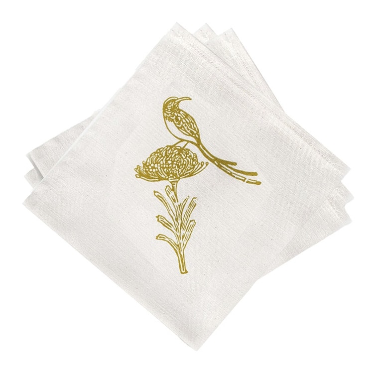 French Home Set of 4 Sugarbird Napkins - Chartreuse