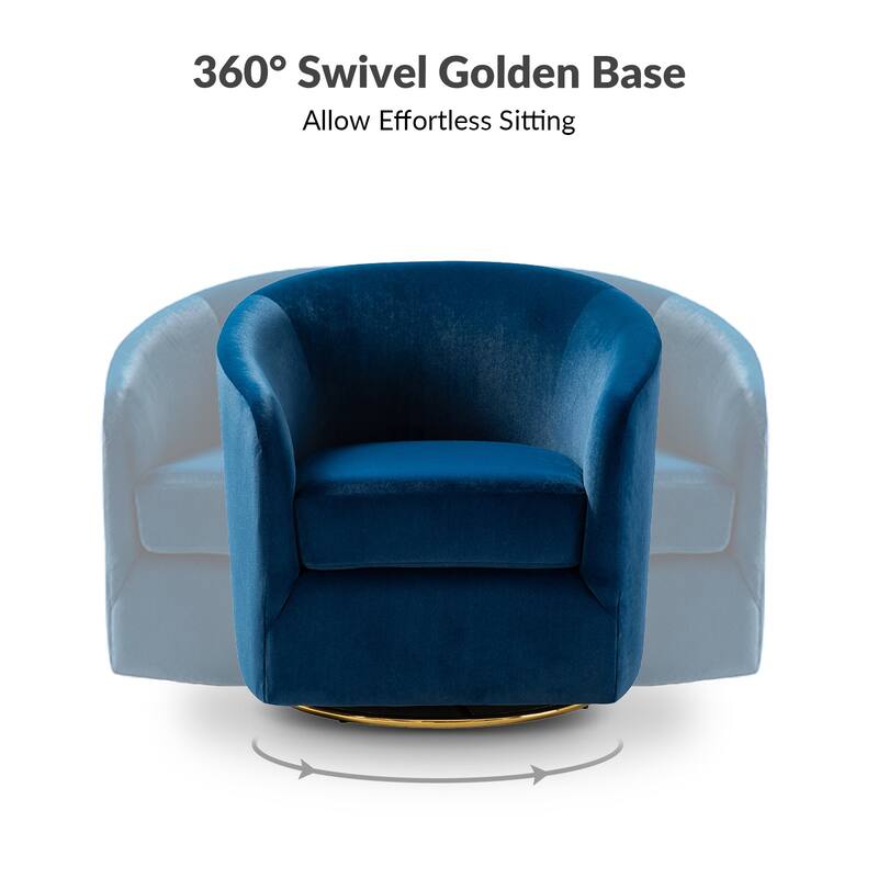 Eleuterio Modern Upholstered Swivel Accent Barrel Chair with Metal Base Set of 2 by HULALA HOME