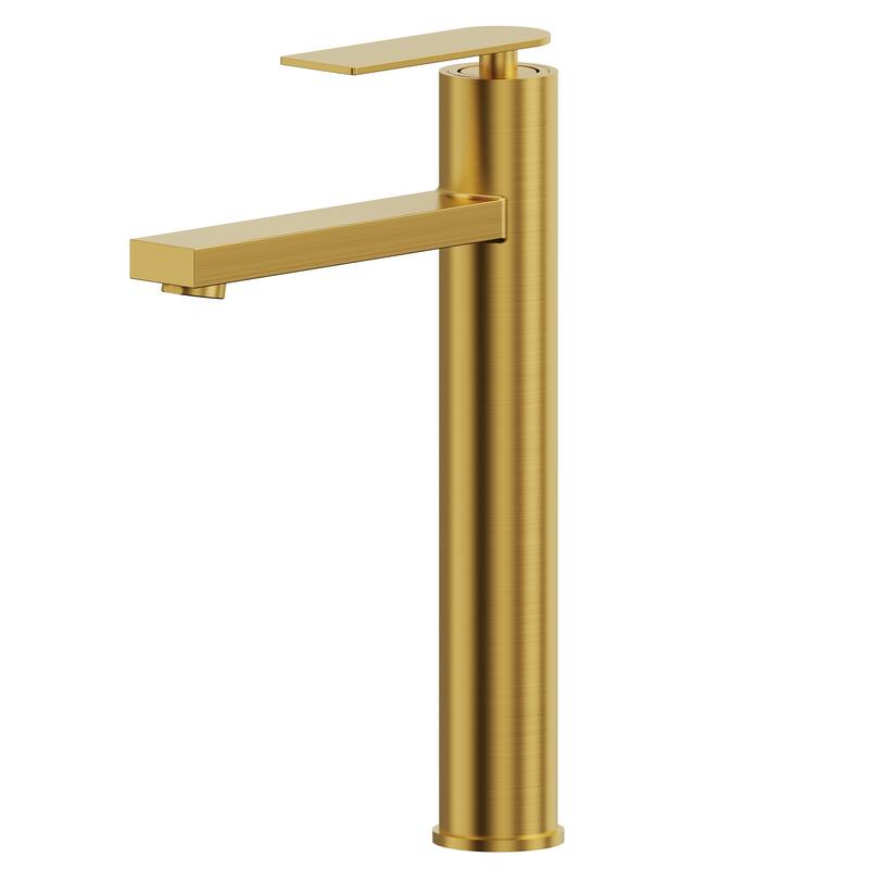 GRANDJOY High-Arc Bathroom Vanity Faucet, Single Hole Installation - Brushed Gold