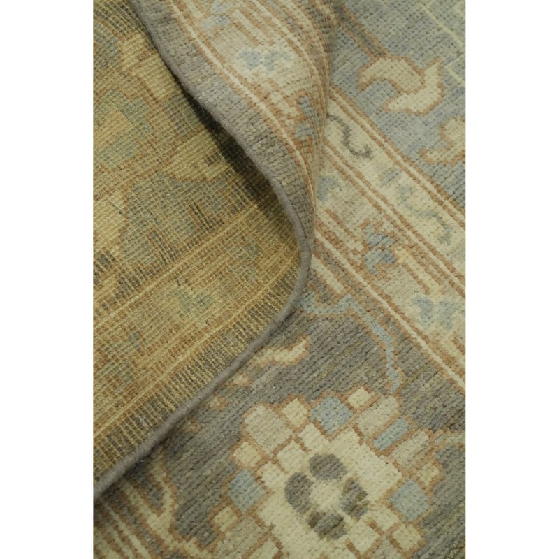 Vegetable Dye Wool Oushak Turkish Large Rug, Floral Geometric Carpet - 14' 3'' X 10' 0''