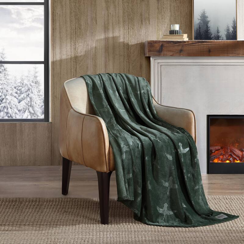 Eddie Bauer Geese Embossed Signature Plush Throw Blanket