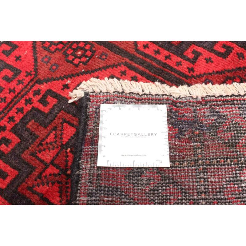 ECARPETGALLERY Hand-knotted Baluch Red Wool Rug - 4'0 x 7'5
