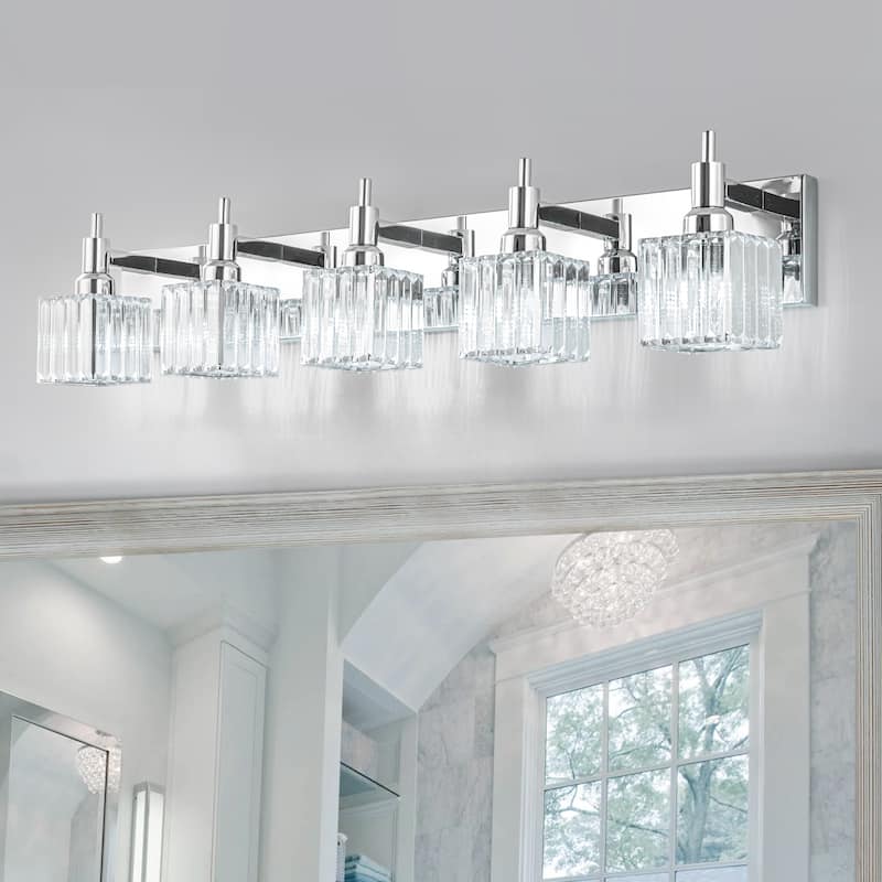 2/3/4-Light Modern Bathroom Crystal Vanity Light Wall Sconces - 35.4 - Chrome