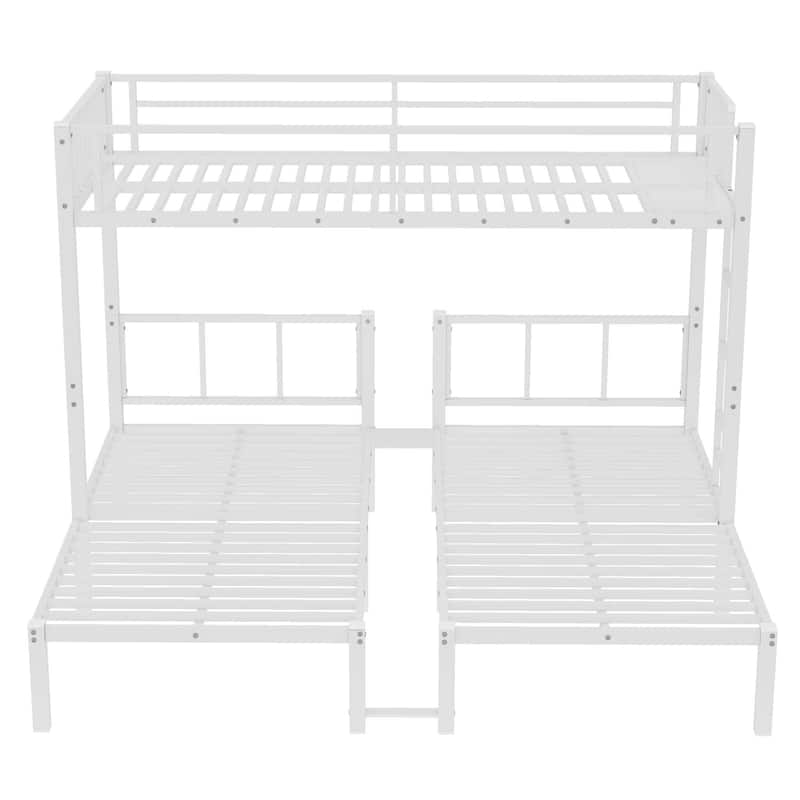 GDFStudio - Bellamy Metal Triple Bunk Bed with Safety Guardrails and Space-Saving Design