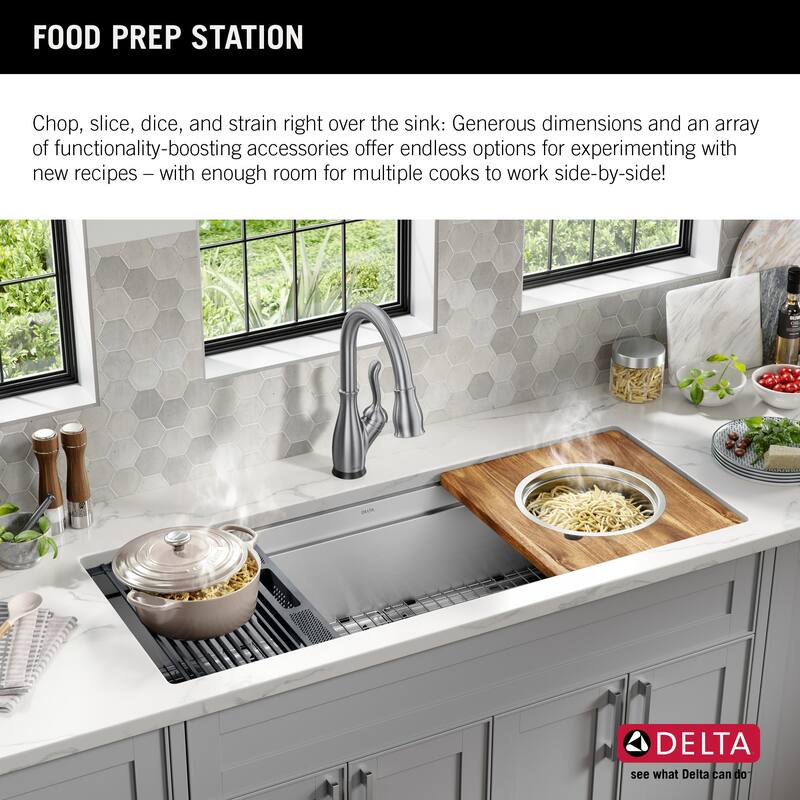Delta 95BA132-45S Lorelai 45” Workstation Kitchen Sink Undermount 16