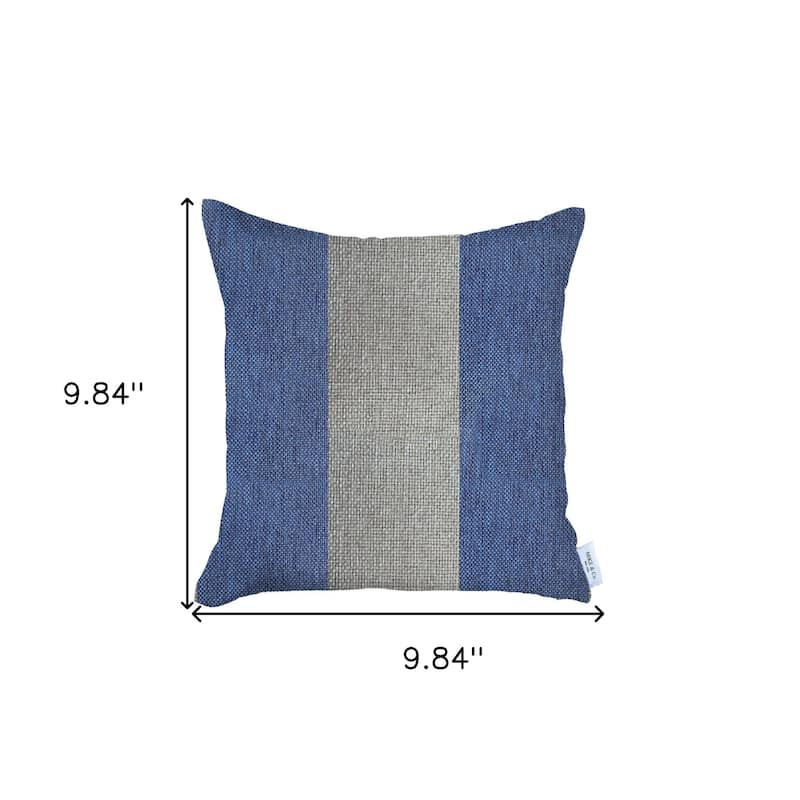 HomeRoots 18" X 18" Grey And Blue Geometric Zippered Handmade Polyester Throw Pillow Cover