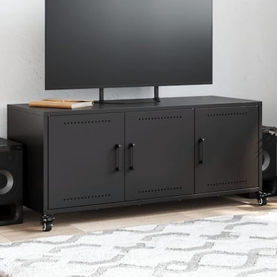 vidaXL TV Stand Entertainment Center Living Room Media Unit Cold-rolled Steel - 15.4 x 39.6 x 17.1