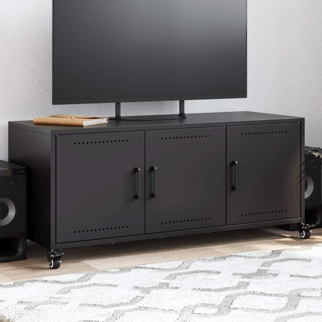 vidaXL TV Stand Entertainment Center Living Room Media Unit Cold-rolled Steel - 15.4 x 39.6 x 17.1