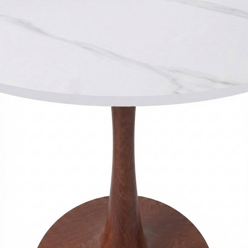 Bristol Modern 31" Round Sintered Stone Dining Table with Pedestal Base - Minimalist Scratch-Resistant Kitchen Table