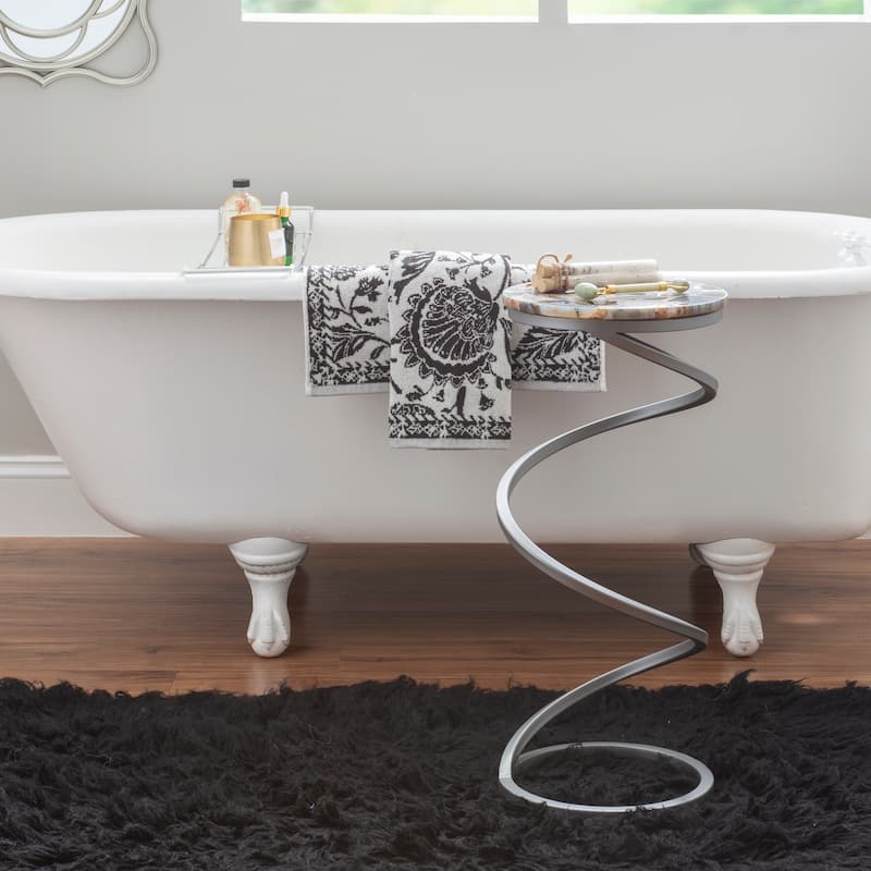 Linon Glazebrooke Glam Sprial Drive Table with Silver Base