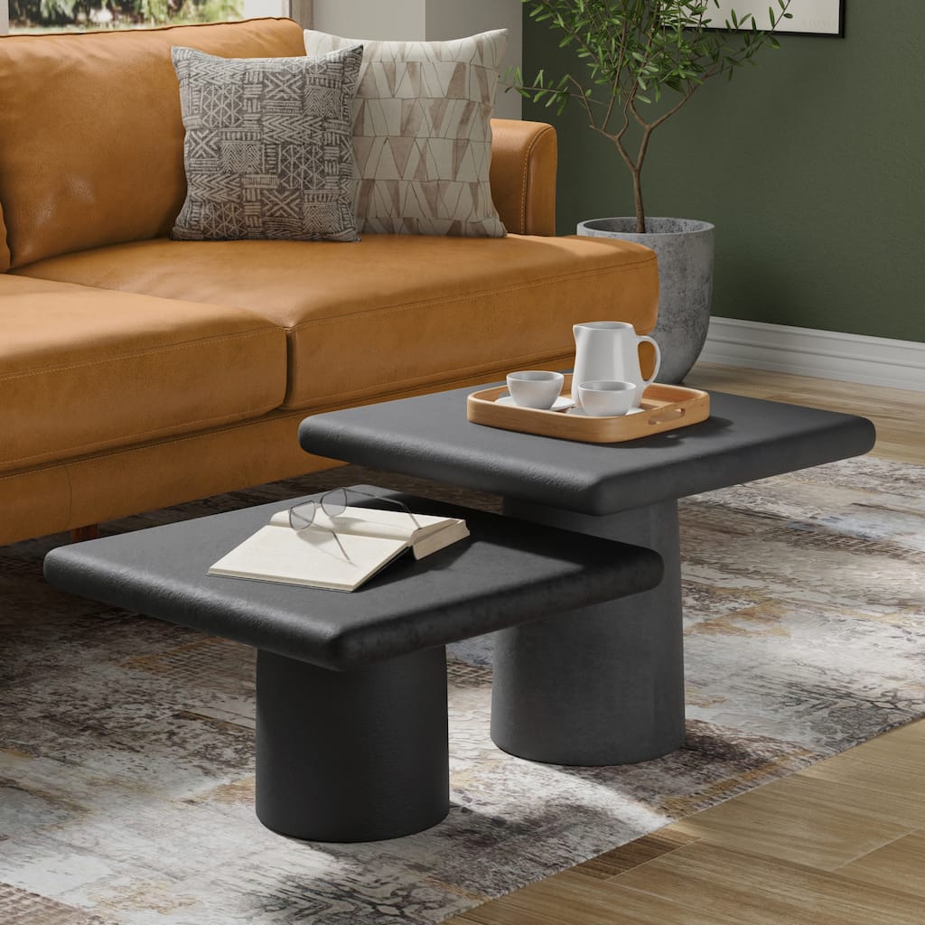 Simpli Home Zachary 21" Wide Contemporary Cast Aluminum Coffee Table 2 Piece Set in Multi Fully Assembled - 21 inch Wide