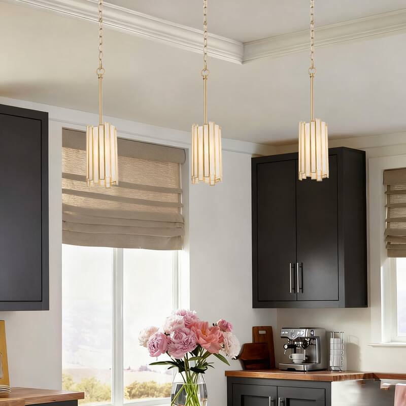 Tifany Modern Gold 1-Light Mini Pendant Light for Kitchen Island Dining Room - 4.3'' D x 8.5'' H