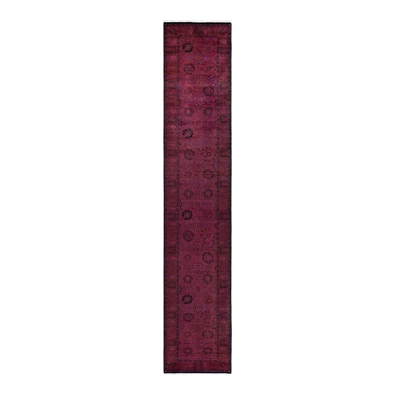 Fine Vibrance, One-of-a-Kind Hand-Knotted Runner Rug - Pink, 2' 7" x 14' 4" - 2' 7" x 14' 4"