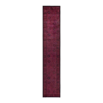 Fine Vibrance, One-of-a-Kind Hand-Knotted Runner Rug - Pink, 2' 7" x 14' 4" - 2' 7" x 14' 4"