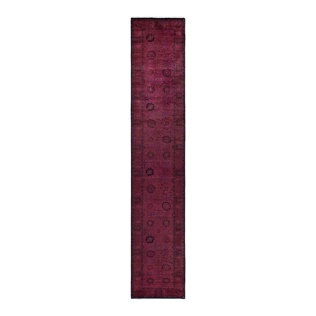 Fine Vibrance, One-of-a-Kind Hand-Knotted Runner Rug - Pink, 2' 7" x 14' 4" - 2' 7" x 14' 4"