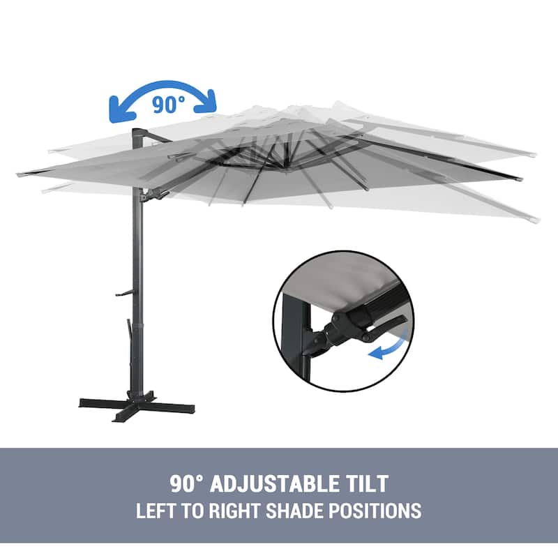 10Ft Cantilever Umbrella Rectangular Crank Market Umbrella