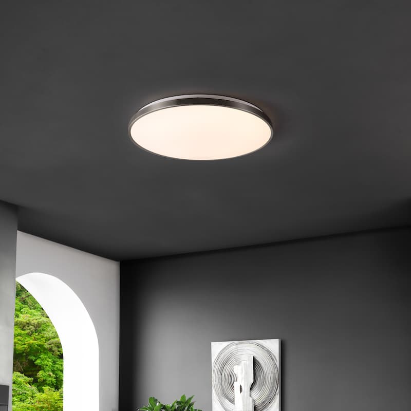 Marelle 21.25" 1-Light Modern Minimalist Iron Circle Integrated LED Flush Mount by JONATHAN Y